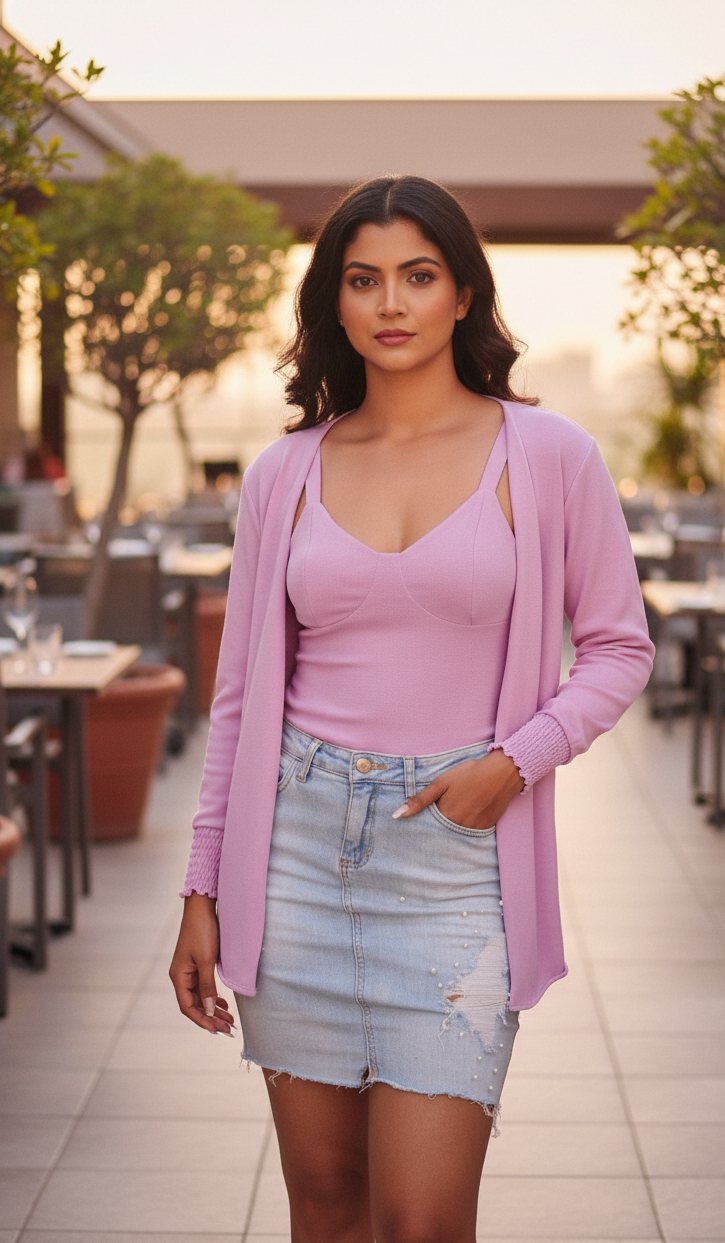 Conjunto Camisa + Top Lilás Fashion