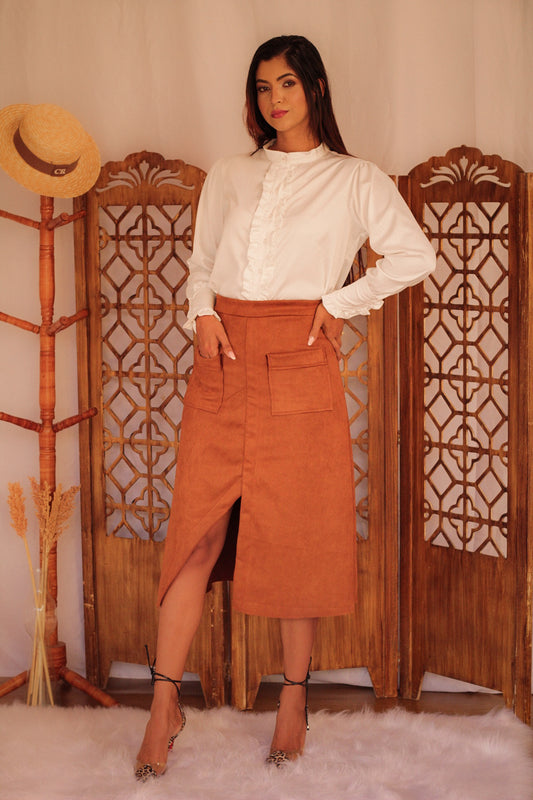 Saia Suede Marrom